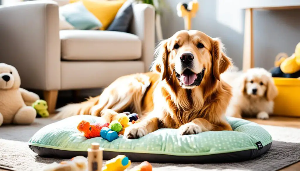 Canine calmly enjoying time alone